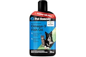 Pet Honesty Omega 3 Fish Oil Supplement for Dogs & Cats (32oz), Wild Caught Omega 3 Fish Oil for Skin and Coat Health, Supports Shedding, Skin & Coat, Immunity, Joint, Brain & Heart, EPA + DHA