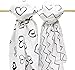 B.B. Swanky Swaddle Blankets 2-Pack by Bodacious Bambino | Soft Baby Muslin Blankets | Swaddling Blankets with Hearts & Zig Zags
