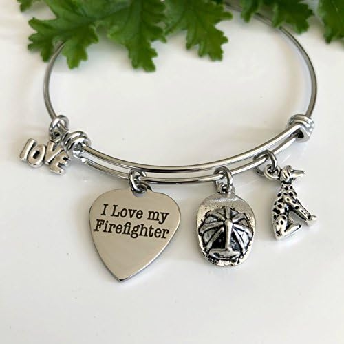 I Love My Firefighter Fire Wife Jewelry Gift for Paramedic Girlfriend You Choose Charms