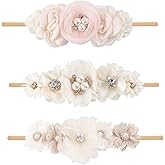 BFNAAgirl Baby Girl Headbands Nylon Flower Elastic Hairbands 3pcs Hair Accessories Gift for Newborn Infant Toddlers