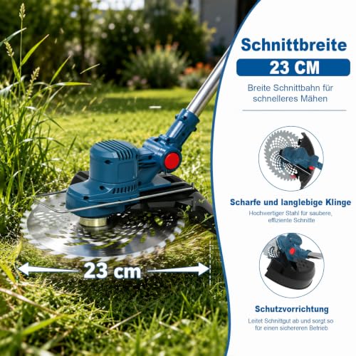 Akku Rasentrimmer für Makita Rasentrimmer Akkus mit 5 Klingentypen Bürstenlose Rasentrimmer mit Unkrautbürste mit Tap&go (ohne Akku) (Blue) | Without battery and brushless grass trimmer