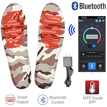 MANTUOLE Rechargeable Smart Heated Insoles. Control Remotely with Bluetooth Enabled Smartphone app. Works up to 7+Hours. Great for Skiing, Hunting, Hiking, Camping, or Outdoor Sports Size XL