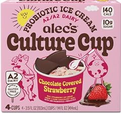 Alec's CULTURE CUP™ Probiotic A2 Dairy Ice Cream - Chocolate Covered Strawberry 3.5oz 4-Pack