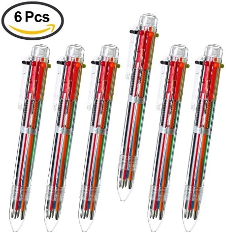 YZDING 6Pcs Retractable Roller Ball Pens,Multicolor Pens Of Six Color In Each Ballpoint Pens, For School Office Supply Gift Stationery, Best for Smooth Writing