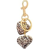 YURAOER Leopard Print Heart Bow Keychain, Cute Charm for Purse Handbags Backpacks, Y2K Style Gift for Women