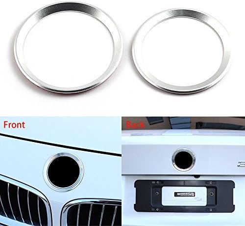 COGEEK 2 Pcs/Set Car Front Rear Logo Aluminum Decorative Circle Ring Trim For 3 4 Serise M3 M4 F30 F31 F32 F34 F32 F82 Car-styling (silver)