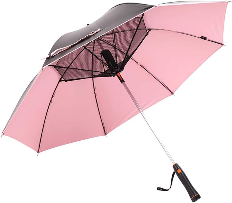 Amazon Com W P Folding Umbrella Built In Fan Blocks 99 Of Uva Uvb Sunscreen Cooling Umbrellas For Golf Beach Patio Garden Pool Pink Sports Outdoors
