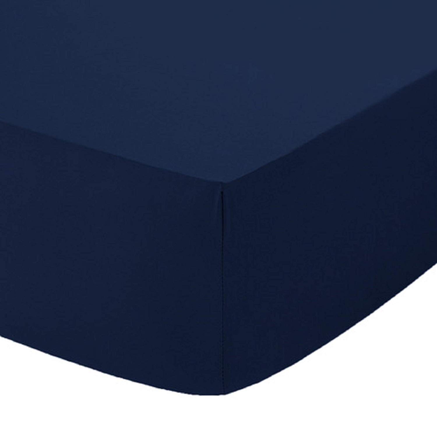 British Home Bedding - Plain Polycotton Percale Fitted Bed Sheets - Shrinkage and Fade resistant with a soft luxurious finish (Navy, King)
