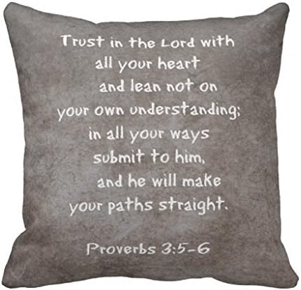 Trust In The Lord With All Your Heart Proverbs 3 Throw Pillow Case 18" * 18"