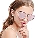 Joopin Cateye Sunglasses for Women, Metal Frame Flat Lens Womens Sunglasses Polarized (Gold Frame Pink Mirrored Lens)