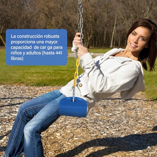 SEXYBIRDS Juego de 3 Asientos de Columpio Resistentes, Juego de Columpios para Jardin, Columpio al Aire Libre con Cadenas revestidas de plástico y mosquetón, Soporte de 440 Libras (Verde, Azul, Rojo)