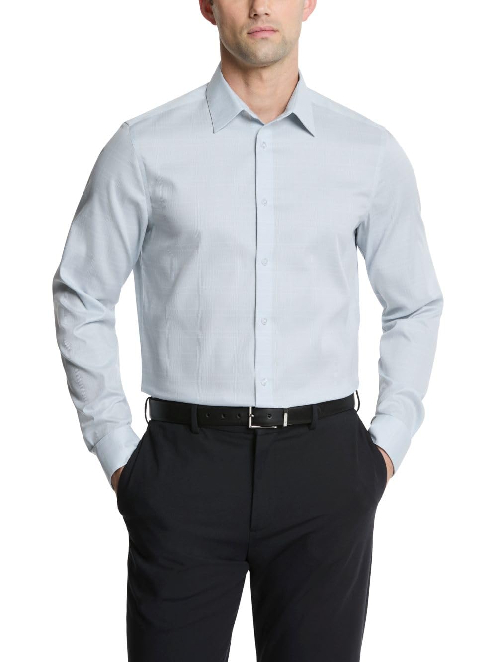 Calvin Klein Men’s Dress Shirt Non Iron Stretch Slim Fit Solid Medium Blue