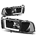 Auto Dynasty 4Pcs L-LED DRL Headlights Assembly Compatible with Dodge Ram 1500 94-01 Dodge Ram 2500 3500 94-02, Driver and Passenger Side, Black Housing Clear Lens