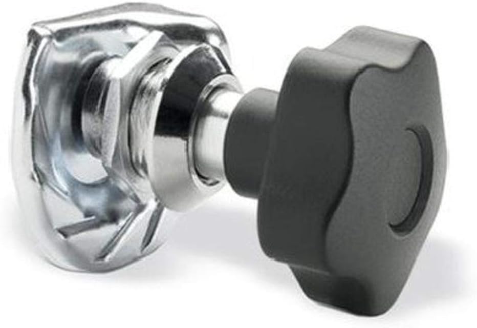 Elesa 68716 Cam Latch with Technopolymer Knob, Chrome Plated Zinc Alloy Stator and Rotor, Latch Cam, Screw and Washer In Zinc-Plated Steel, 1.69" Length