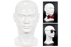 FFXS Professional PVC Mannequin Head Male Wig Display Head Stand Creative Head Model Men Manikin Head Dolls for Display Headset, Headphone, Game Console, Hats, Wigs Jewellery(Bright White), White