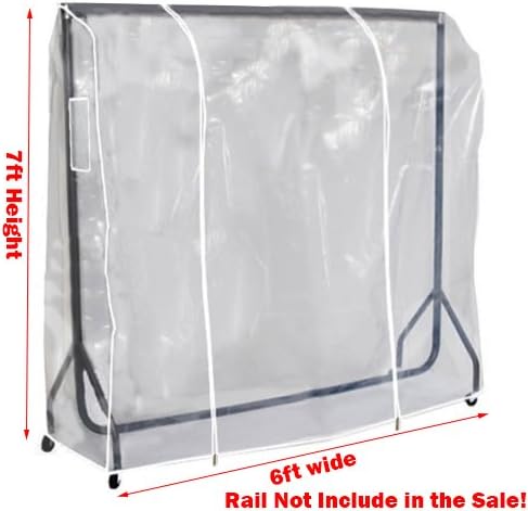 Complete Retail Solution Ltd Quality Clear Garment Rail Cover Transparent Clothes rail cover 3ft 4ft 5ft 6ft (7ft High x 6ft Wide)