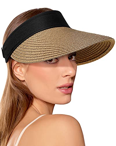 Furtalk Sun Hats FURTALK Sun Visor Hats For Women Wide Brim Straw