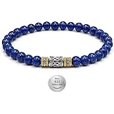 Kartini Studio Lapis Lazuli Bracelet, Lapis Lazuli and Sterling Silver Bracelet, Quality Bead Jewelry for Men