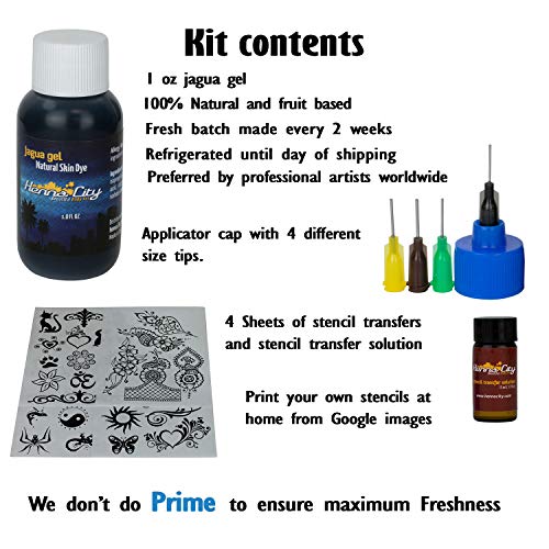 Henna City Premium Jagua Gel 1 Ounce for Temporary Tattoos, Fake