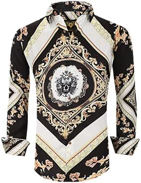 Men's Designer Black Gold Fashion Dress Shirt Casual Shirt Woven Long Sleeve Button Down Shirt (3XL, Floral Skull 644) price in Saudi Arabia | Amazon Saudi Arabia | kanbkam Men's Designer Black Gold Fashion Dress Shirt Casual Shirt Woven Long Sleeve Button Down Shirt (3XL, Floral Skull 644) price in Saudi Arabia | Amazon Saudi Arabia | kanbkam