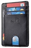 NapaWalli RFID Blocking Minimalist Genuine Leather Slim Front Pocket Wallet U (Alaska Black)
