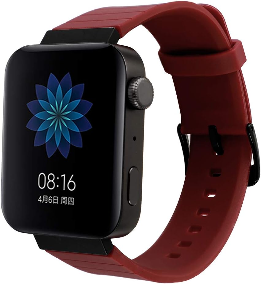 ONTUBE Soft Silicone Straps Compatible with Xiaomi Smart Watch 2019,(Only One Band,Watch Not Include) (Wine Red)