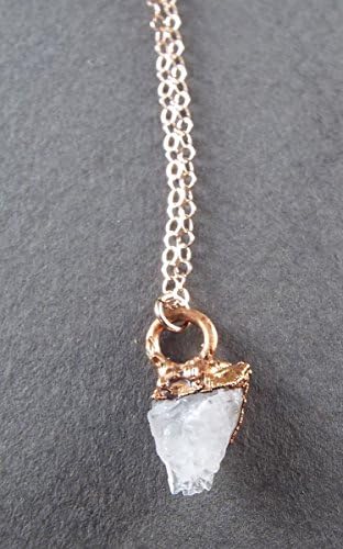 Raw Rose Quartz Copper &amp; Rose Gold Filled Necklace