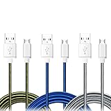 OKRAY 3 Pack 2M/6ft Extra Long Micro USB to USB Cables Charging and Sync Cords Charger for Android, Samsung galaxy S7 S6 S4, HTC, Motorola, Sony, LG, Google Nexus, Nokia and More (Gold White Blue)