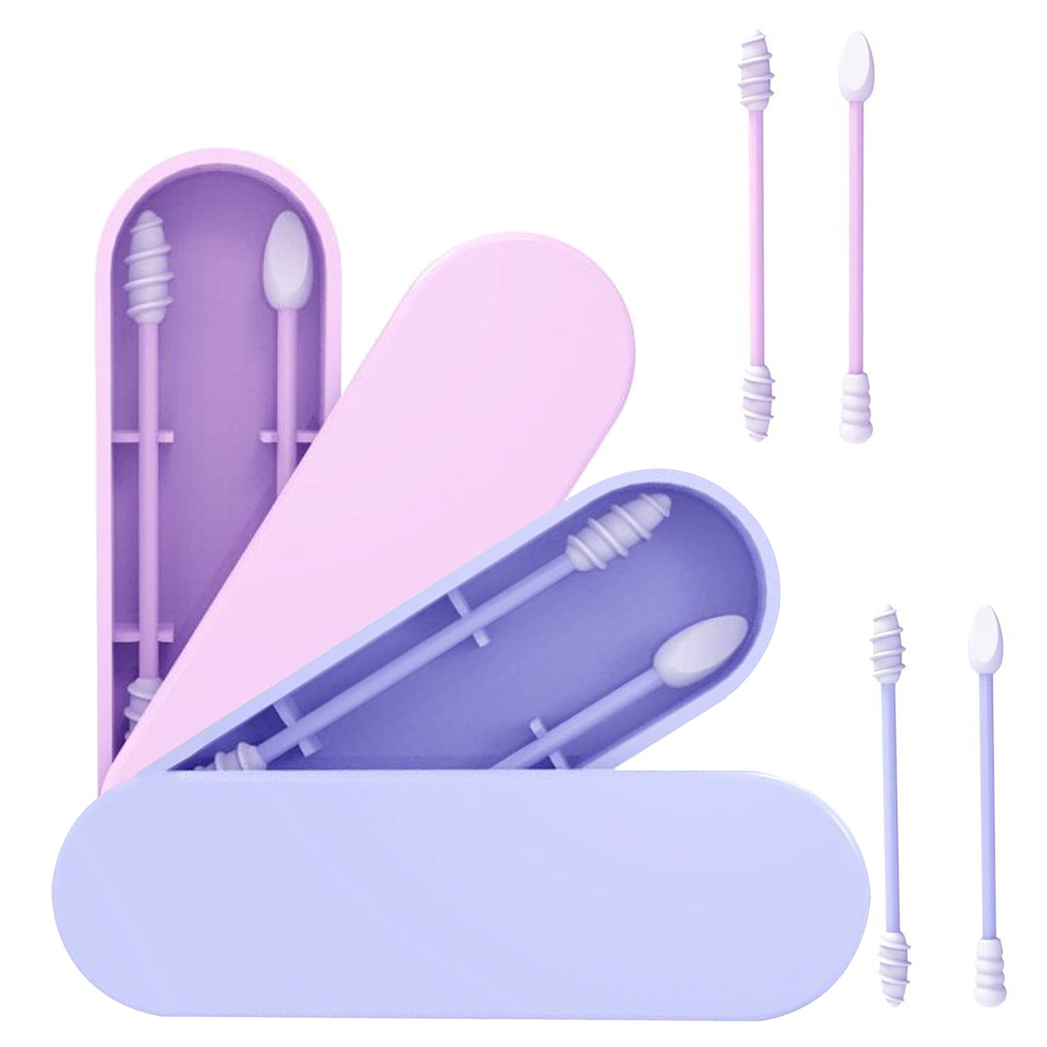 4 Pieces of Reusable Silicone Cotton Swabs, Washable Cotton Swabs, Ear Care, Cleaning, Makeup Remover, Environmental Protection