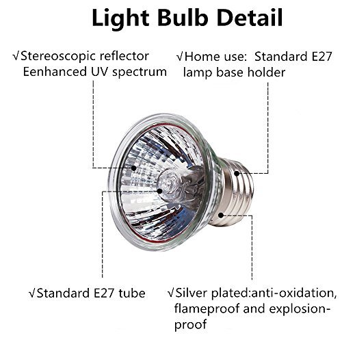 STTQYB Sun Lamp Reptile Heat Lamp UVA + UVB Full Spectrum Sun Lamp Sunbathe Reptile Lizard Lamp UV Heating Lamp (75W-4P)