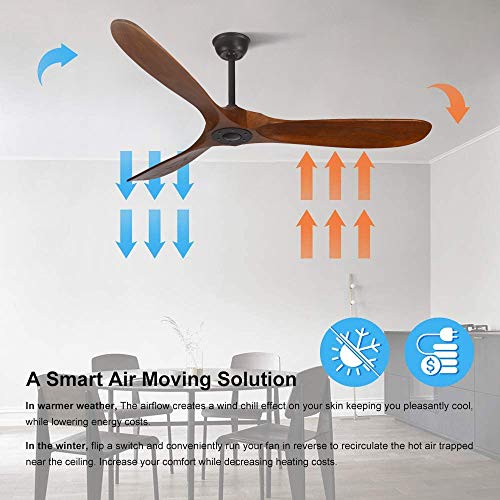 60" Outdoor Ceiling Fan Without Light, DC motor quiet energy saving, 3