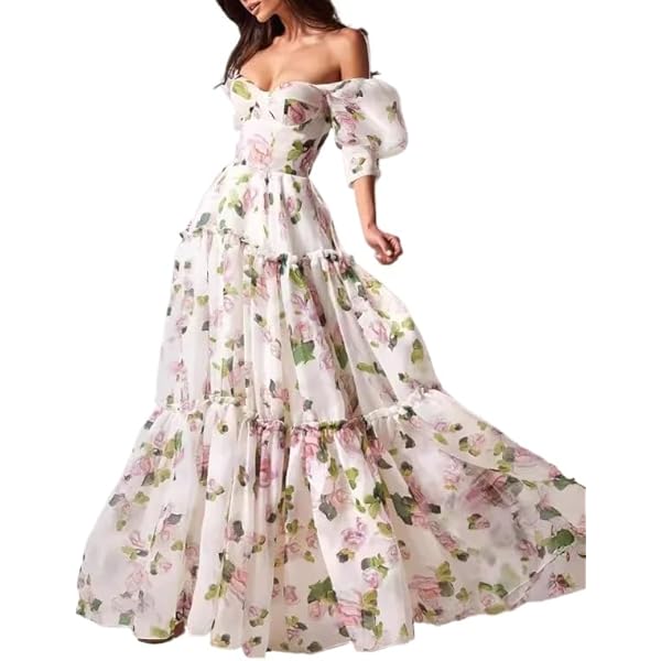 Amazon.com: NeeMee Floral Dress Half Sleeve Drawstring Puffy A-Line French Beach Wedding Graduation Party Gown(Pink,M) : Clothing, Shoes & Jewelry Amazon.com: NeeMee Floral Dress Half Sleeve Drawstring Puffy A-Line French Beach Wedding Graduation Party Gown(Pink,M) : Clothing, Shoes & Jewelry