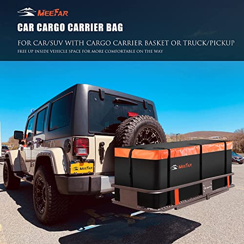 MeeFar Folding Hitch Mount Cargo Carrier 60” X 20" X 6'' + Waterproof Cargo Bag 20 Cubic Feet