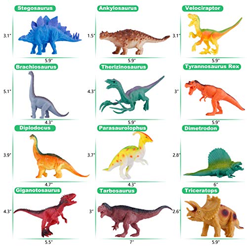 Dinosaur Figurines Toys w/ Large Activity Play Mat, Educational Realistic Dinosaur Toys Playset to Create a Dino World, Perfect Dinosaur Gifts for Boys & Girls 3,4,5,6,7,8 Years Old