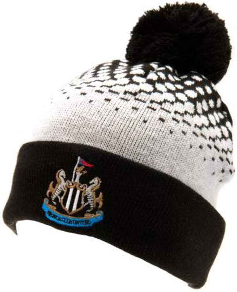 Newcastle United FC Fade Design Bobble Hat (One Size) (Black/White