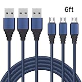 Bestfy Micro USB Cable [3Pack 6ft] Nylon Braided samsung micro usb cable/charging cord - Sync and Charge for Android Devices, Galaxy, Sony, Motorola and More (NavyBlue)