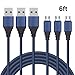 Bestfy Micro USB Cable [3Pack 6ft] Nylon Braided samsung micro usb cable/charging cord - Sync and Charge for Android Devices, Galaxy, Sony, Motorola and More (NavyBlue)