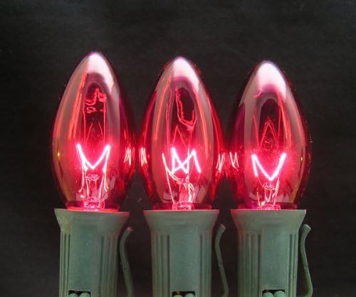 7 Watt C9 Transparent Outdoor Patio Party Christmas Novelty Replacement Bulbs, 25 Pack (Pink)