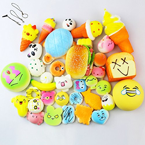 Symfury 30 Pack Squishies Slow Rising 3 Jumbo 9 Medium 18 Mini Toys Easter Egg Stuffers Animal Cake Donut Cat Panda Fruit Ice Cream Food Banana Kids Party Favors Soft Scented for Boys Girls Adults - Thumbnail 6