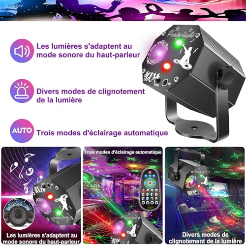 LED Disco Ball with 72 Projection Patterns, Light Sets for Party RGB Multicoloured, Party Projector with Remote Control and Voice Control, Strobe Effect for Birthday, Wedding, Christmas, Bar