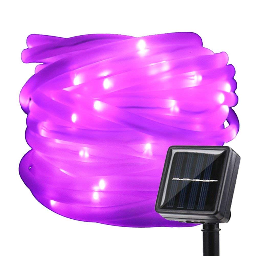 KEEDA Solar Rope Lights,39ft 100LED Tube Copper Wire Lights, Waterproof Outdoor Garden Light, Christmas Starry String Fairy Lights-Hollow Pipe-2 Light Modes-Purple