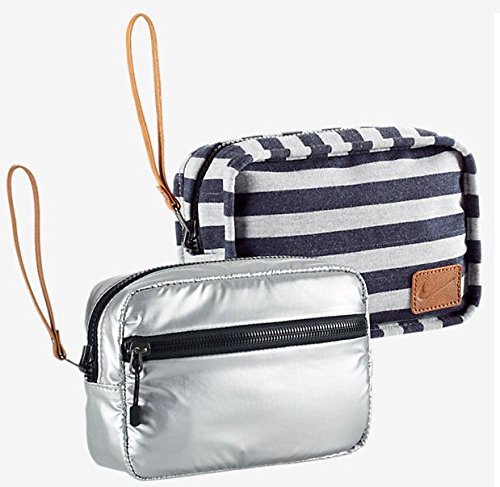 Nike Reversible Studio Travel Wristlet Pouch Bag-Metallic/Gray/Navy