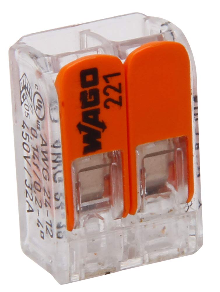 Kopp 33346415 WAGO 2-Way Plug-in Terminal with Lever for Flexible Wires Wiederöffenbar Transparent/Orange 1.5 – 2.5 mm² Set of 5, Grey/Orange