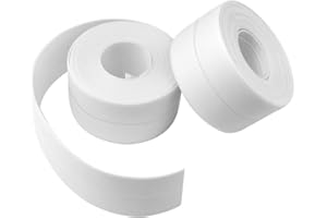 Jmkcoz 2 Pack Caulk Strip Waterproof Tape Flexible Self Adhesive Caulking Sealing Repair Tape for Kitchen Countertop Bathroom Bathtub Toilet Shower Floor Wall Corner Edge Protector