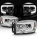 AKKON - For 2006-08 Dodge RAM 1500 + 2006-09 Dodge RAM 2500/3500 LED Daytime Running Lamp Bar Projector Headlights Chrome Set