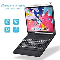 Veroyi Keyboard Case for iPad Pro 11 2018 Wireless Bluetooth Keyboard with Pencil Holder Support Apple Pencil 2nd Charging PU Leather Tablet Case Anti-Scratch Full Body Protective Cover