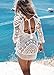 Bestyou Crochet Cover Ups for Women Hollow Out Sleeveless Bikini Swimsuit Swimwear Knit Tops Halter Beach Dresses (White)