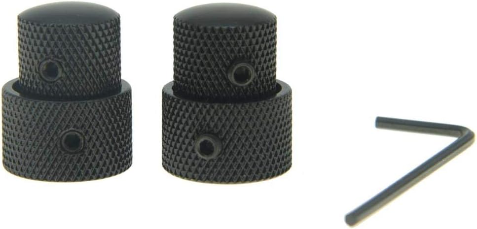 KAISH Pack of 2 Metal Dual Concentric Stacked Control Knobs Guitar Bass Parts for Electric Guitar Bass Black