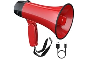 XIAGDIAZ Megaphone Speaker Bullhorn Battery Powered 20W Portable Speaker Microphone System Battery Included Durable ABS Material Volume Control
