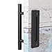 EaseLife 12 Inch Sliding Barn Door Handle with Flush Finger Pull,Ultra Sturdy,Black Powder Coated Finished,Round primary